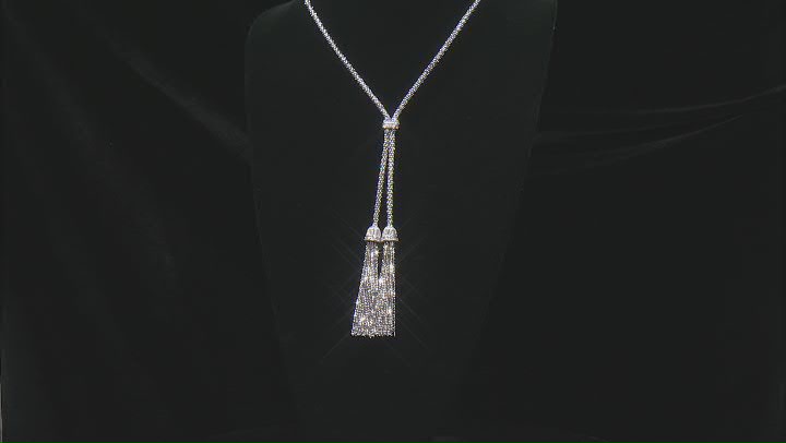 Judith Ripka Cubic Zirconia Rhodium Over Silver 24" Popcorn Chain Verona Tassel Necklace 1.17ctw Video Thumbnail
