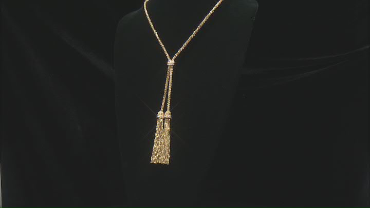 Judith Ripka Cubic Zirconia 14k Gold Clad 24" Popcorn Chain Verona Tassel Necklace 1.17ctw Video Thumbnail