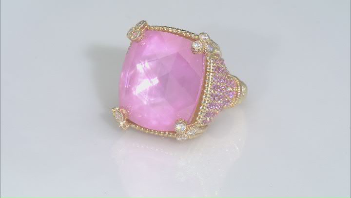 Judith Ripka Mother-Of-Pearl Doublet With Cubic Zirconia 14k Gold Clad Monaco Ring 2.50ctw Video Thumbnail