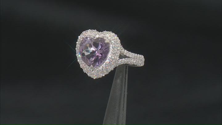 Judith Ripka Amethyst With Cubic Zirconia Rhodium Over Sterling Silver Romance Heart Ring 4.70ctw Video Thumbnail