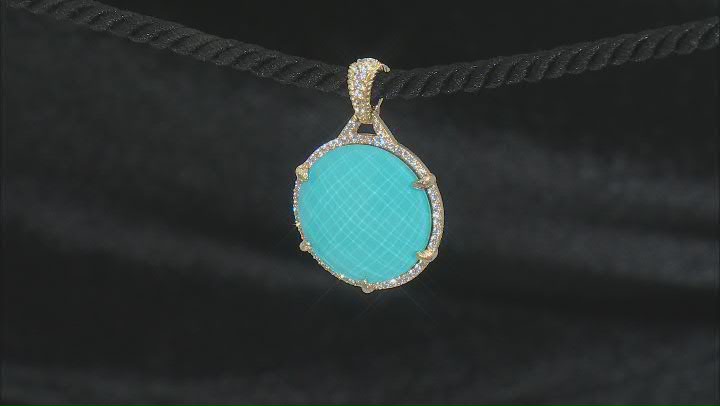 Judith Ripka Turquoise Simulant Doublet With Cubic Zirconia 14k Gold Clad Eclipse Enhancer 1.70ctw Video Thumbnail