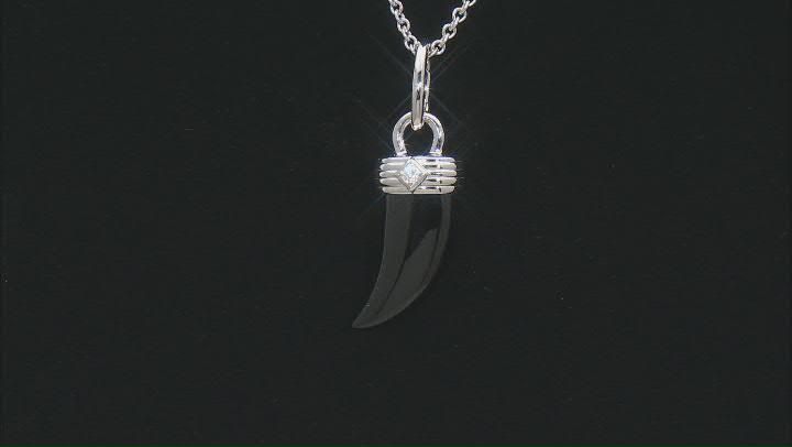 Judith Ripka Black Onyx & Cubic Zirconia Rhodium Over Silver Lucky Horn Enhancer With Chain 0.89ctw Video Thumbnail