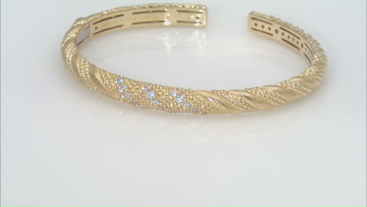Judith Ripka Haute Collection Cubic Zirconia 14k Gold Clad Twist Cuff Bracelet 0.90ctw Video Thumbnail