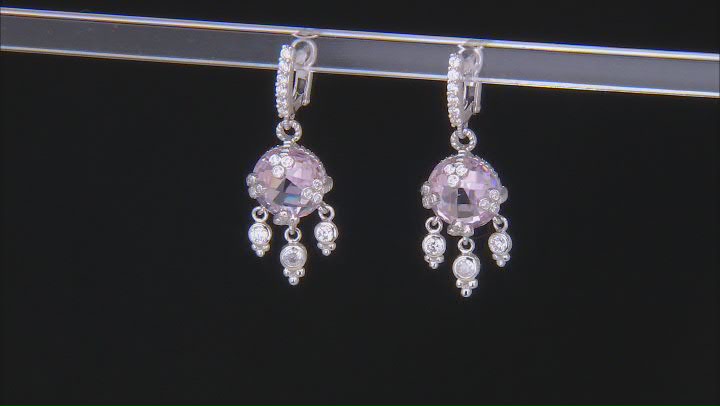 Judith Ripka Pink & White Cubic Zirconia Rhodium Over Sterling Silver Olivia Earrings 28.04ctw Video Thumbnail