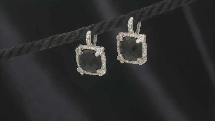 Judith Ripka Black Onyx With Cubic Zirconia Rhodium Over Sterling Silver Monaco Earrings 1.34ctw Video Thumbnail