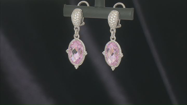 Judith Ripka Pink & White Cubic Zirconia Rhodium Over Sterling Silver Arielle Earrings 21.70ctw Video Thumbnail