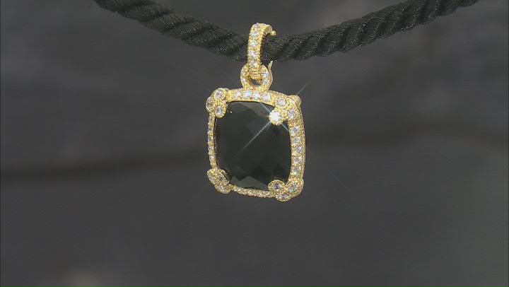 Judith Ripka Black Onyx With Cubic Zirconia 14k Gold Clad Monaco Enhancer 1.72ctw Video Thumbnail