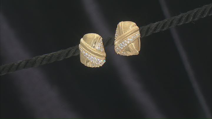 Judith Ripka Cubic Zirconia 14k Gold Clad Jubilee Shield Earrings 1.64ctw Video Thumbnail