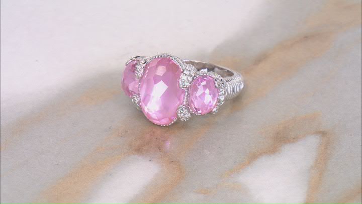 Judith Ripka Mother-of-Pearl Doublet With Cubic Zirconia Rhodium Over Silver Glacier Ring 0.50ctw Video Thumbnail