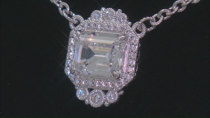 Judith Ripka Cubic Zirconia Rhodium Over Sterling Silver Haute Octagon Pendant Necklace 4.32ctw Video Thumbnail