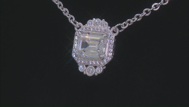 Judith Ripka Cubic Zirconia Rhodium Over Sterling Silver Haute Octagon Pendant Necklace 4.32ctw Video Thumbnail