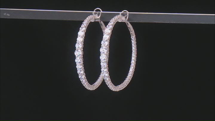 Judith Ripka Cubic Zirconia Rhodium Over Silver Haute 2" Graduated Inside Out Hoop Earrings 15.54ctw Video Thumbnail