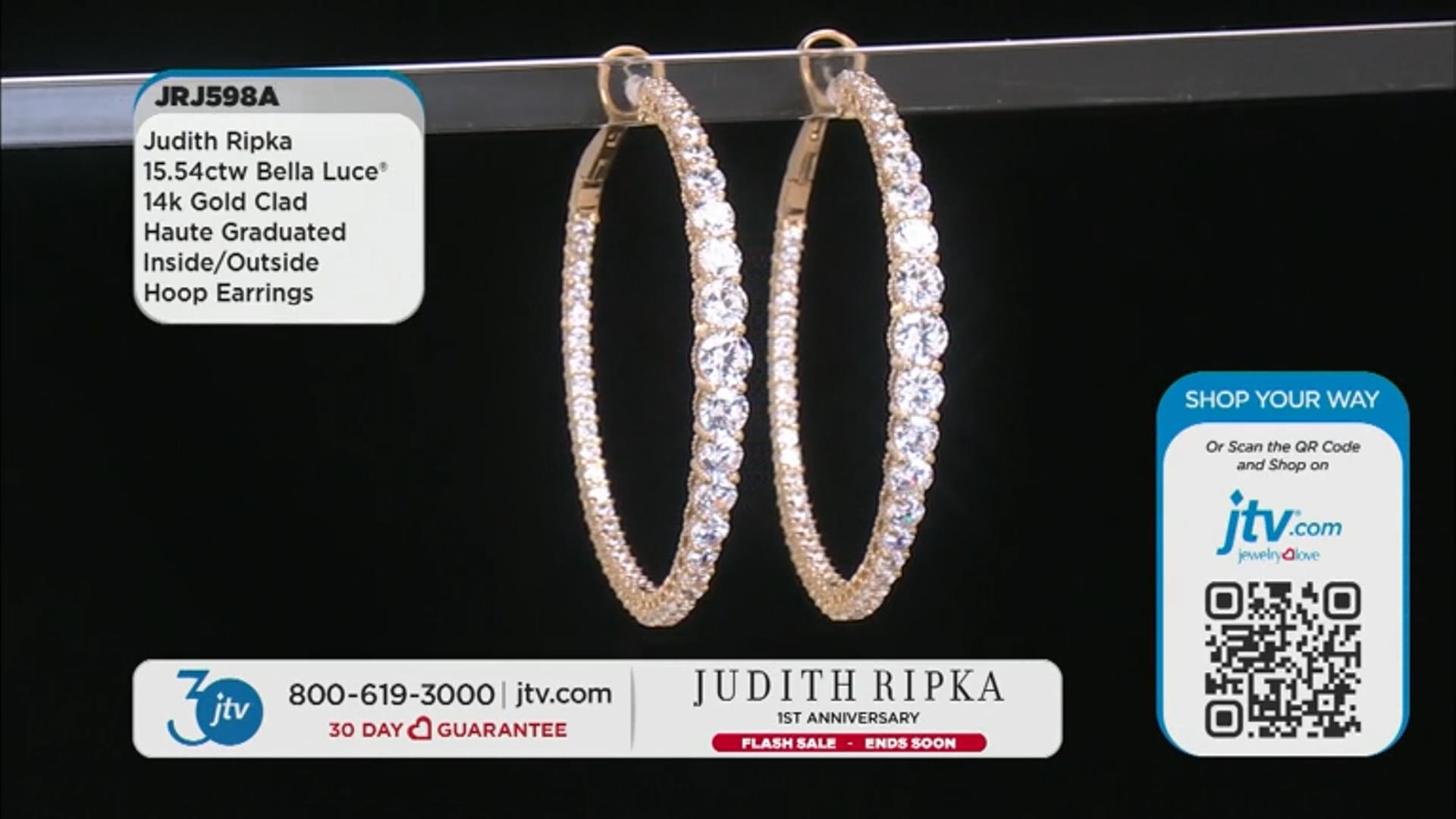 Judith Ripka Cubic Zirconia 14k Gold Clad Haute 2" Graduated Inside Out Hoop Earrings 15.54ctw Video Thumbnail