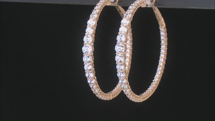 Judith Ripka Cubic Zirconia 14k Gold Clad Haute 2" Graduated Inside Out Hoop Earrings 15.54ctw Video Thumbnail