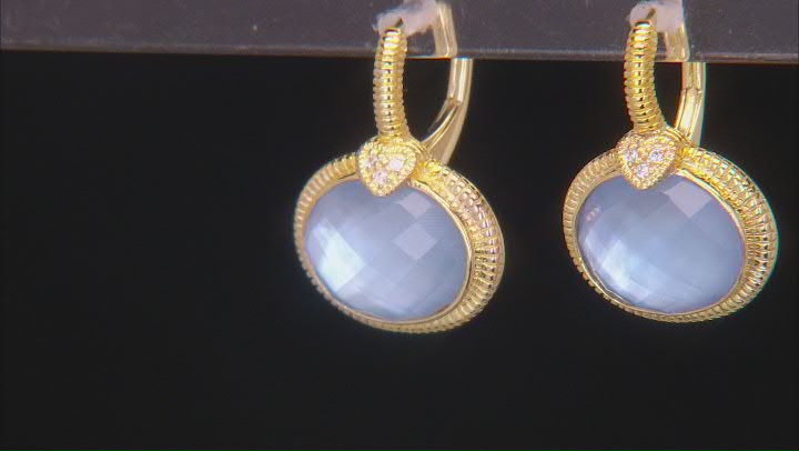 Judith Ripka Lab Created Blue Quartz Doublet 14k Gold Clad Lola Earrings 0.05ctw Video Thumbnail