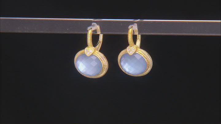 Judith Ripka Lab Created Blue Quartz Doublet 14k Gold Clad Lola Earrings 0.05ctw Video Thumbnail