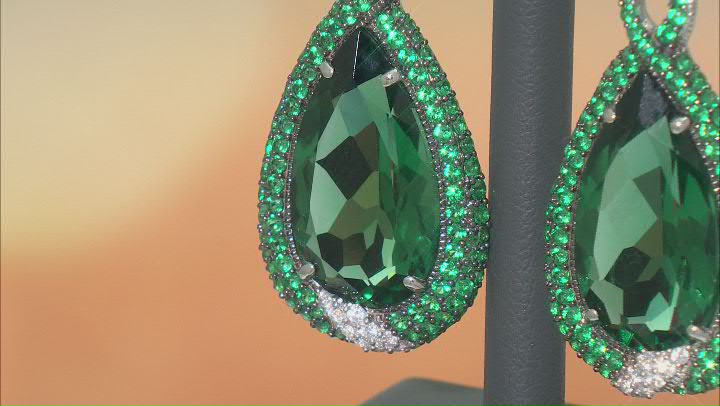 Judith Ripka Lab Created Green Quartz Rhodium Over Sterling Silver Portofino Earrings 24.52ctw Video Thumbnail