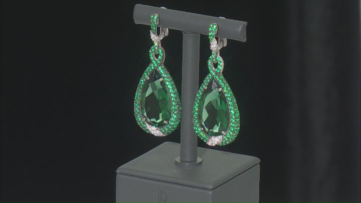 Judith Ripka Lab Created Green Quartz Rhodium Over Sterling Silver Portofino Earrings 24.52ctw Video Thumbnail