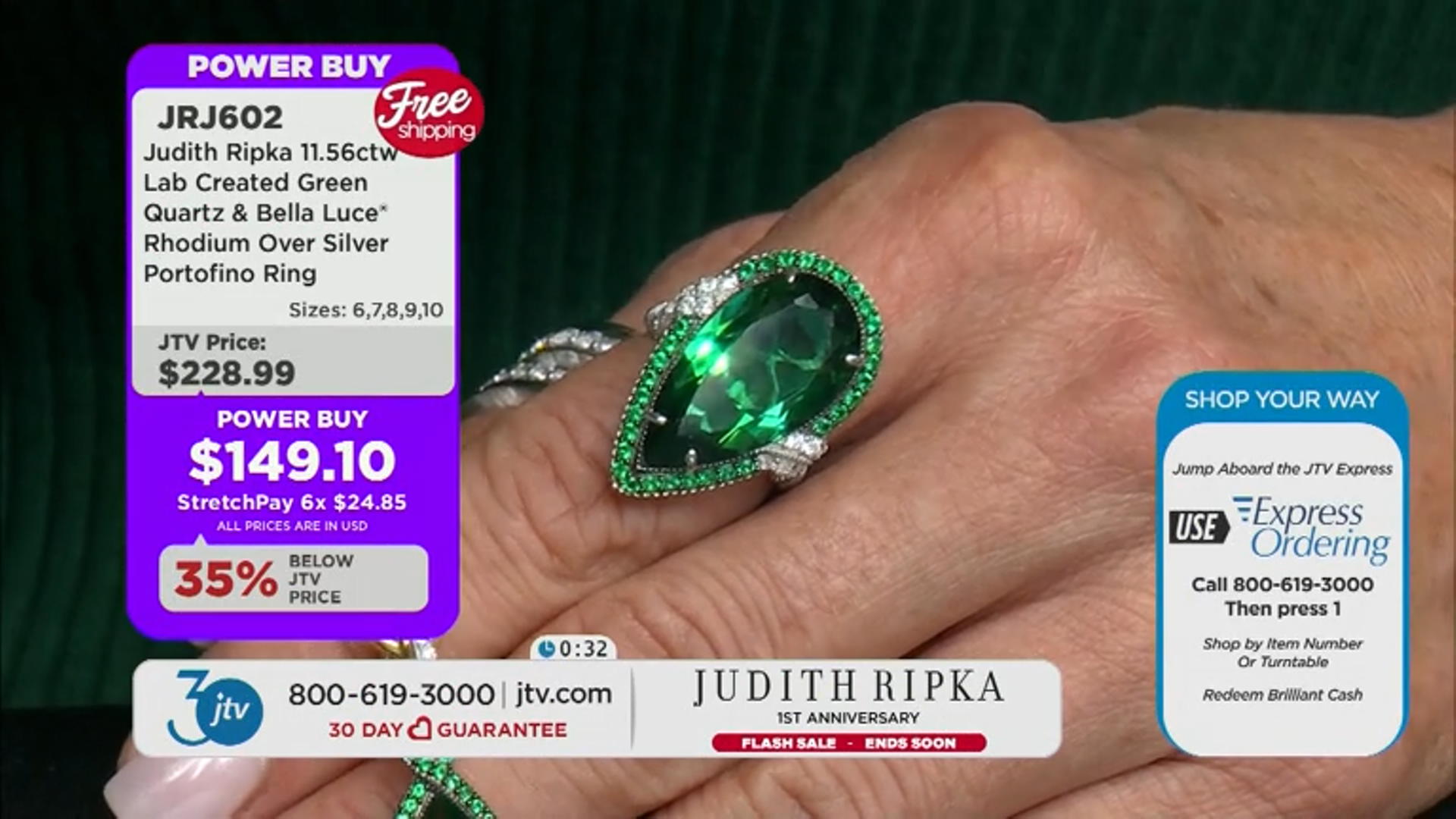 Judith Ripka Lab Created Green Quartz & Bella Luce® Rhodium Over Silver Portofino Ring 11.56ctw Video Thumbnail