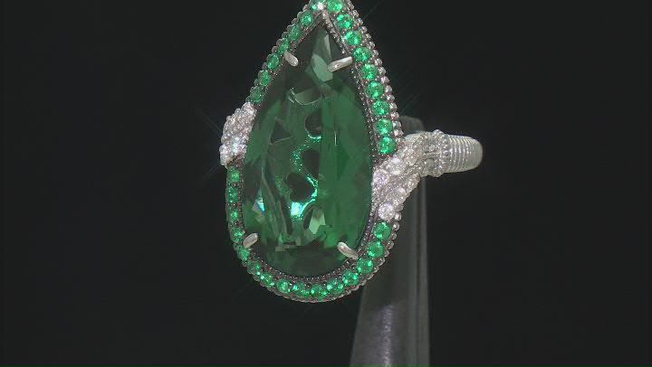 Judith Ripka Lab Created Green Quartz & Bella Luce® Rhodium Over Silver Portofino Ring 11.56ctw Video Thumbnail