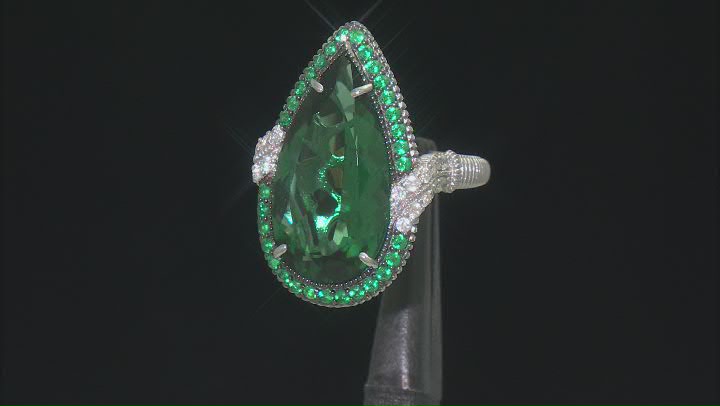 Judith Ripka Lab Created Green Quartz & Bella Luce® Rhodium Over Silver Portofino Ring 11.56ctw Video Thumbnail