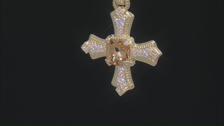 Judith Ripka Citrine With Cubic Zirconia 14k Gold Clad Cross Enhancer 3.23ctw Video Thumbnail