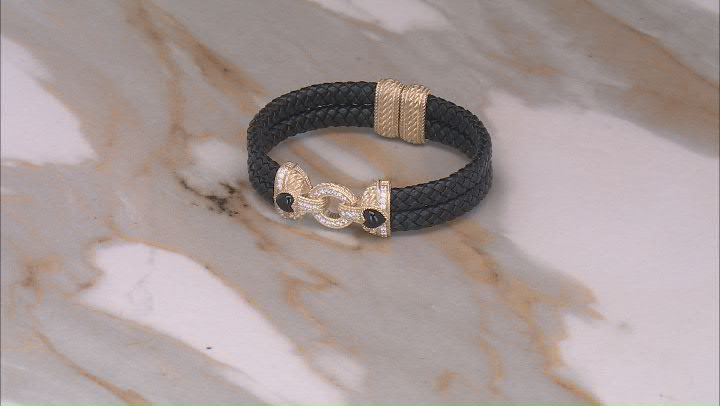 Judith Ripka Onyx, Spinel & Cubic Zirconia Black Faux Leather & 14k Gold Clad Romance Bracelet Video Thumbnail