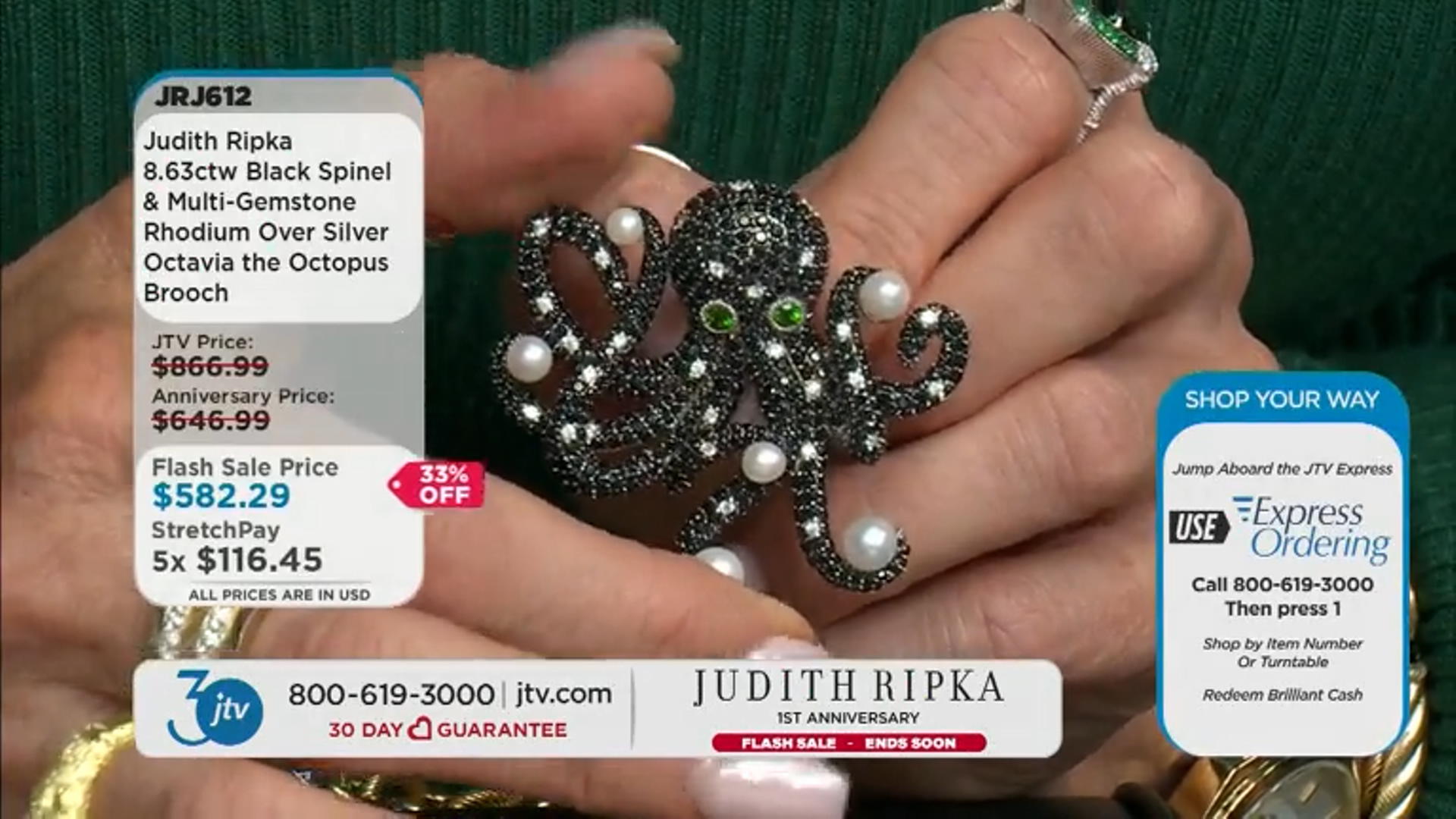 Judith Ripka Black Spinel With Multi-Gemstone Rhodium Over Silver Octavia The Octopus Brooch 8.63ctw Video Thumbnail