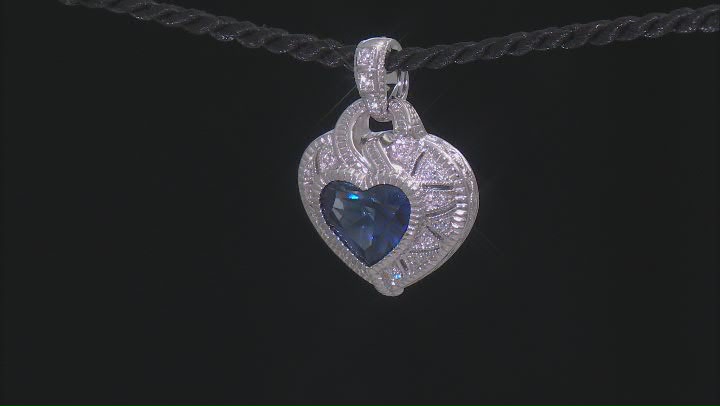 Judith Ripka Blue Lab Sapphire & Cubic Zirconia Rhodium Over Silver Estate Heart Enhancer 5.68ctw Video Thumbnail