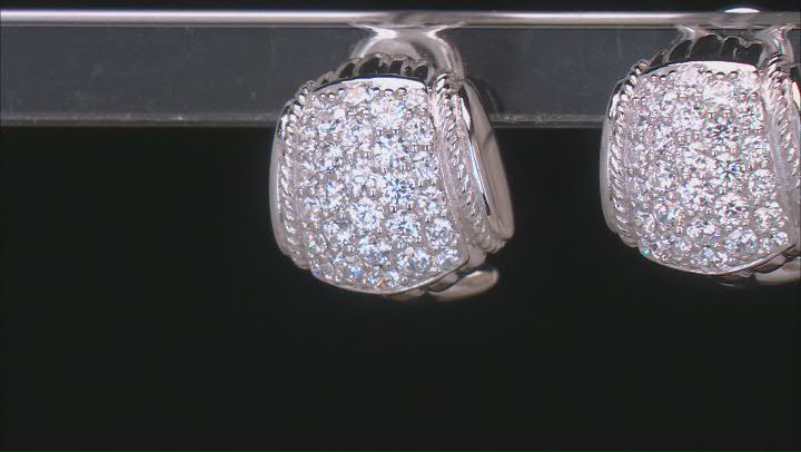 Judith Ripka Cubic Zirconia Rhodium Over Sterling Silver Haute Pave Shield Earrings 2.10ctw Video Thumbnail