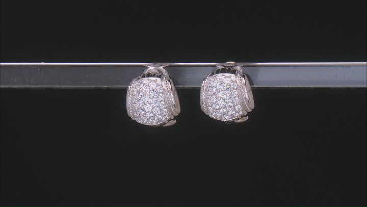 Judith Ripka Cubic Zirconia Rhodium Over Sterling Silver Haute Pave Shield Earrings 2.10ctw Video Thumbnail