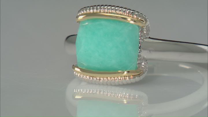 Judith Ripka Couture  Eternity Amazonite Rhodium Over Sterling Silver and 18K Gold Ring Video Thumbnail