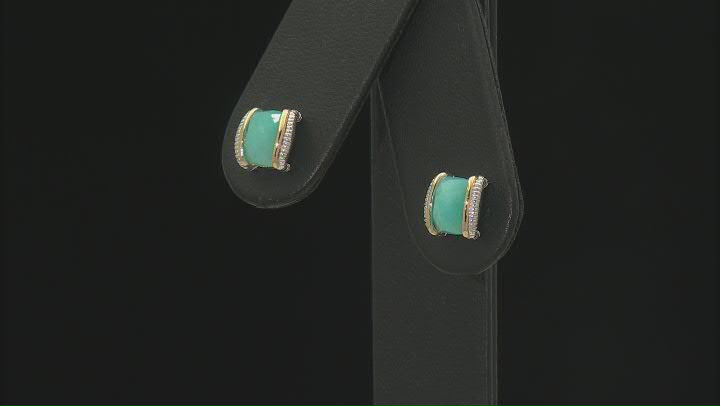 Judith Ripka Couture Eternity Amazonite Rhodium Over Sterling Silver and 18K Gold Stud Earrings Video Thumbnail