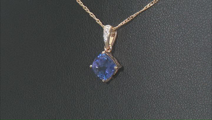 Blue Tanzanite 10k Yellow Gold Pendant With Chain 1.46ctw Video Thumbnail