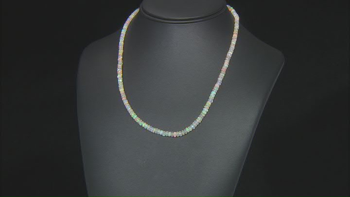 Multi-Color Rondelle Beaded Ethiopian Opal 14K Yellow Gold Necklace 3-5mm Video Thumbnail