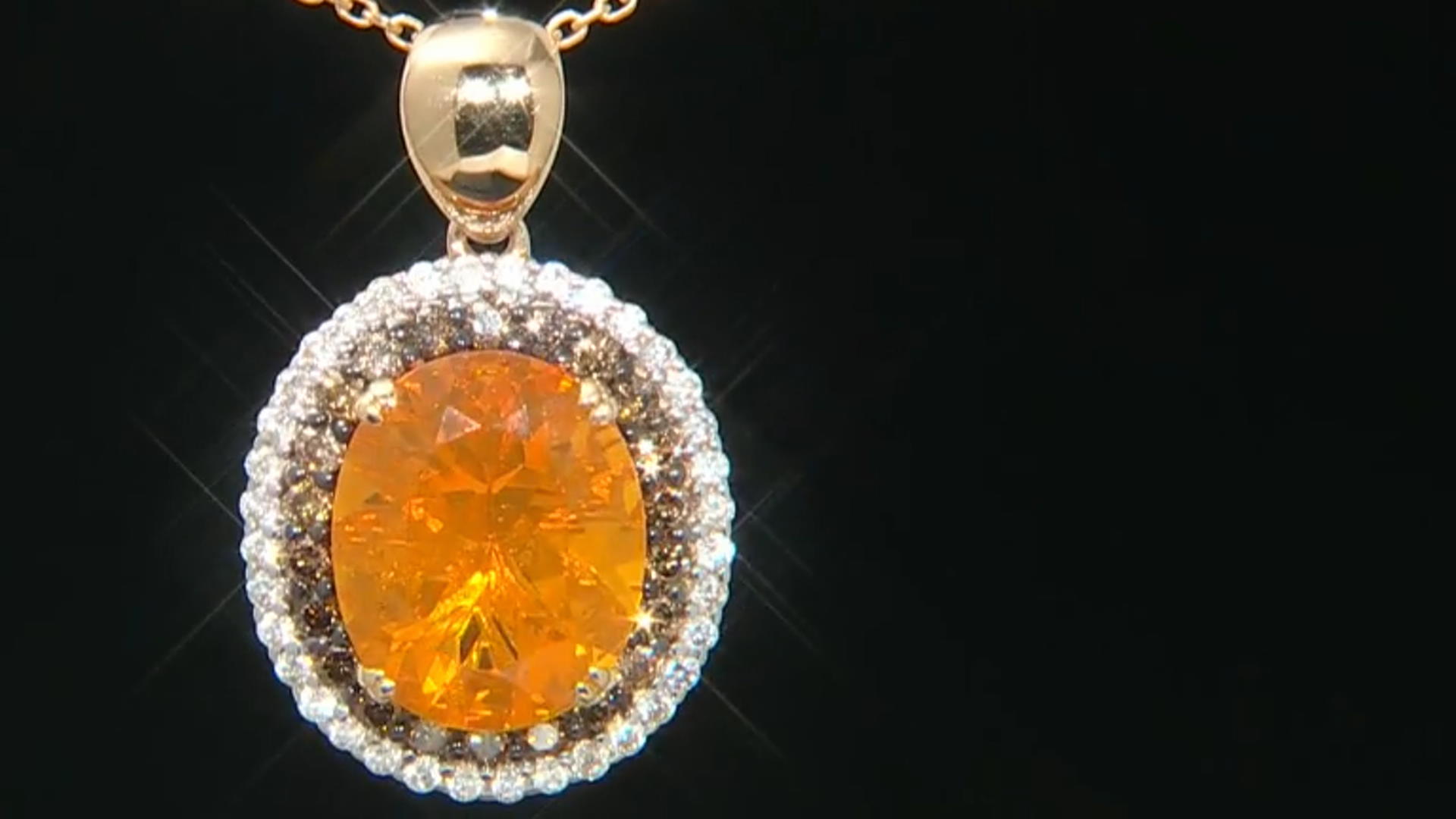 Orange Fire Opal 14K Yellow Gold Pendant With Chain 2.45ctw Video Thumbnail