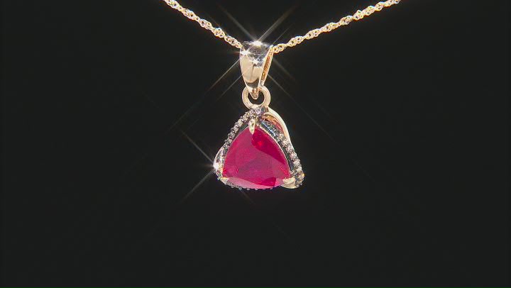 Red Mahaleo® Ruby 10K Yellow Gold Pendant with Chain 3.79ctw Video Thumbnail