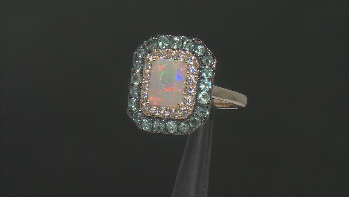 Multi Color Opal 10k Yellow Gold Ring 1.77ctw Video Thumbnail