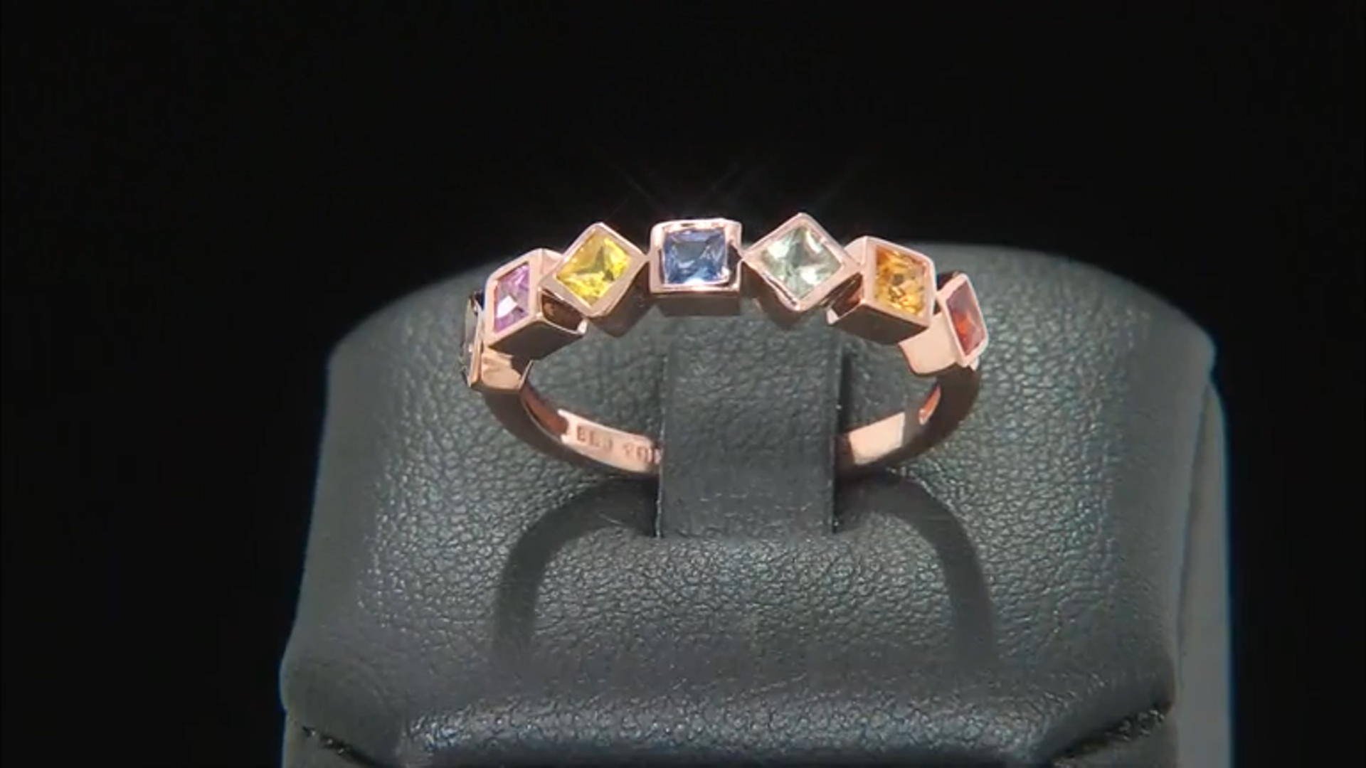 Multi-Color Sapphire 10K Rose Gold Ring 0.77ctw Video Thumbnail