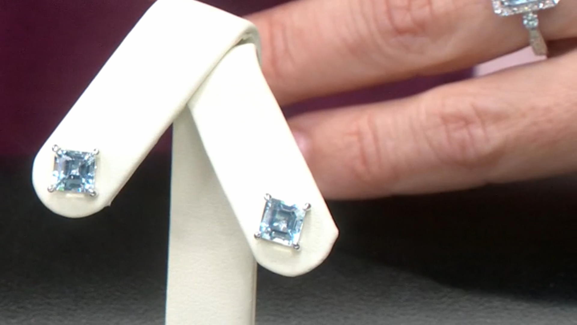 Blue Aquamarine Rhodium Over 10K White Gold Solitaire Stud Earrings 1.91ctw Video Thumbnail
