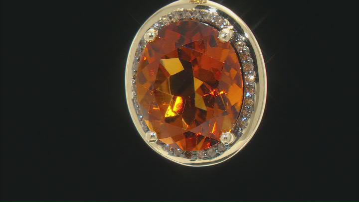 Orange Oval Madeira Citrine 10K Yellow Gold Pendant With Chain 4.16ctw Video Thumbnail