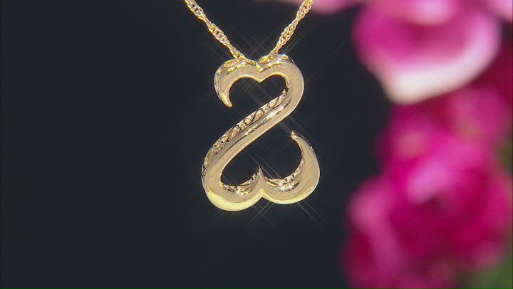 14k Yellow Gold Over Sterling Silver Open Hearts Pendant With Chain Video Thumbnail