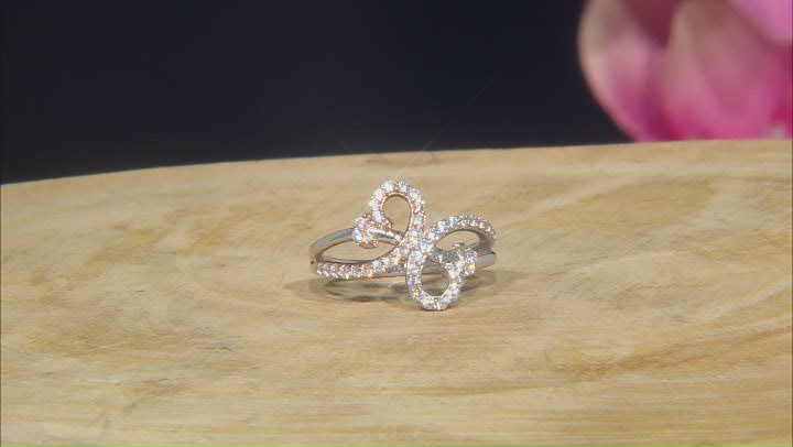 White Cubic Zirconia Rhodium And 14k Rose Gold Over Sterling Silver Ring Video Thumbnail