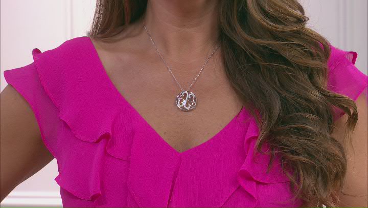 White Cubic Zirconia Rhodium Over Sterling Silver Pendant Video Thumbnail