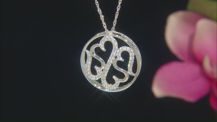 White Cubic Zirconia Rhodium Over Sterling Silver Pendant Video Thumbnail