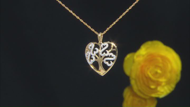 White Cubic Zirconia 14k Yellow Gold Over Sterling Silver Pendant Video Thumbnail