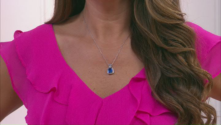 Blue And White Cubic Zirconia, Rhodium Over Sterling Silver Pendant Video Thumbnail