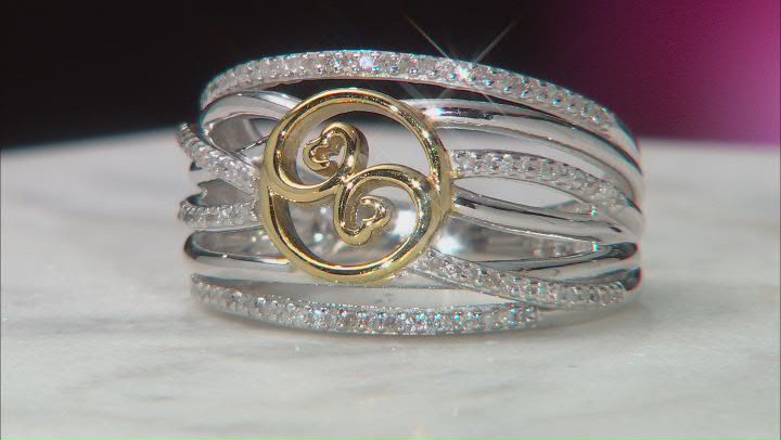 White Diamond Rhodium And 14k Yellow Gold Over Sterling Silver Ring 0.30ctw Video Thumbnail