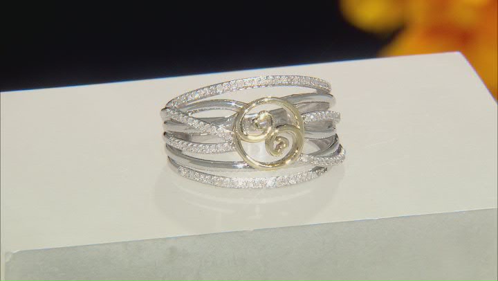 White Diamond Rhodium And 14k Yellow Gold Over Sterling Silver Ring 0.30ctw Video Thumbnail