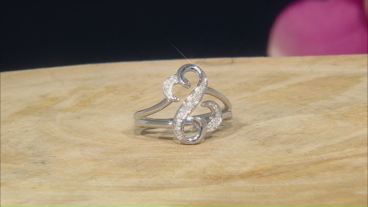 White Diamond Rhodium Over Sterling Silver Ring 0.12ctw Video Thumbnail